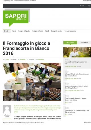 Il formaggio in gioco a Franciacorta in Bianco 2016 - Sapori News
