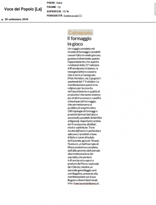 Castegnato: formaggio in gioco - La Voce del Popolo
