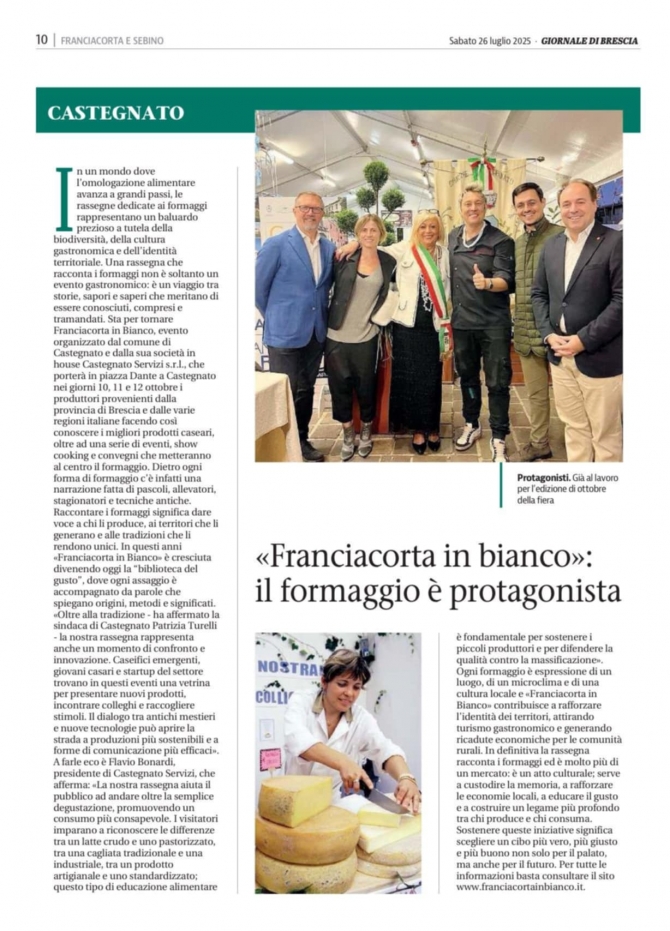 Franciacorta in Bianco: il formaggio &egrave; protagonista